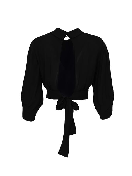 Camicia in georgette di viscosa con fusciacca Nero Elisabetta Franchi | CA14761E2110